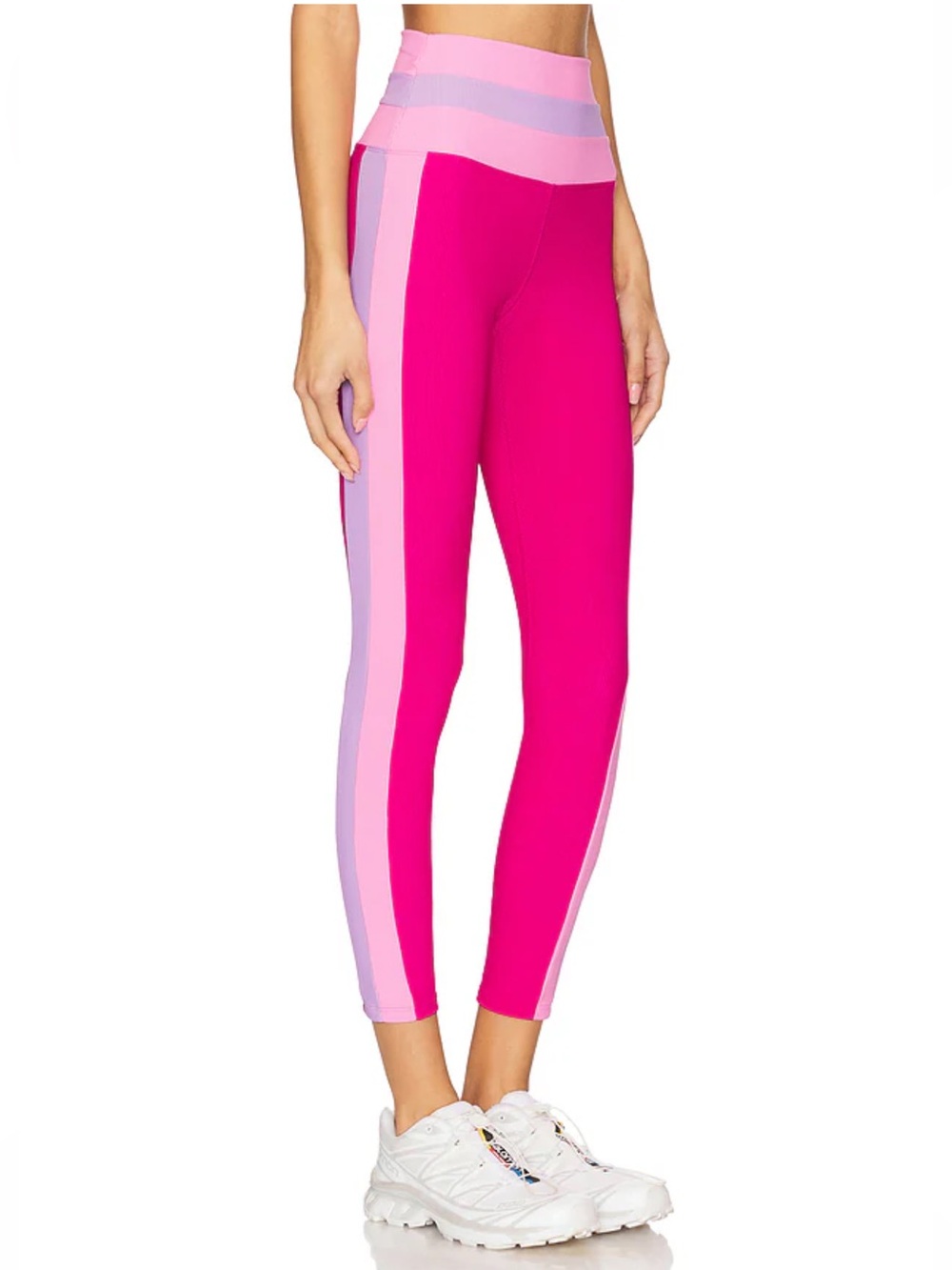 Beach Riot Mariella Ribbed Leggings Raspberry Colorblock Pink Size Small - Picture 2 of 8